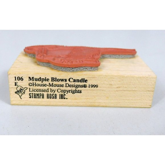 House Mouse Designs 1999 Mudpie Blows Candle Stamp Rosa Mounted Rubber Stamp - Picture 4 of 6
